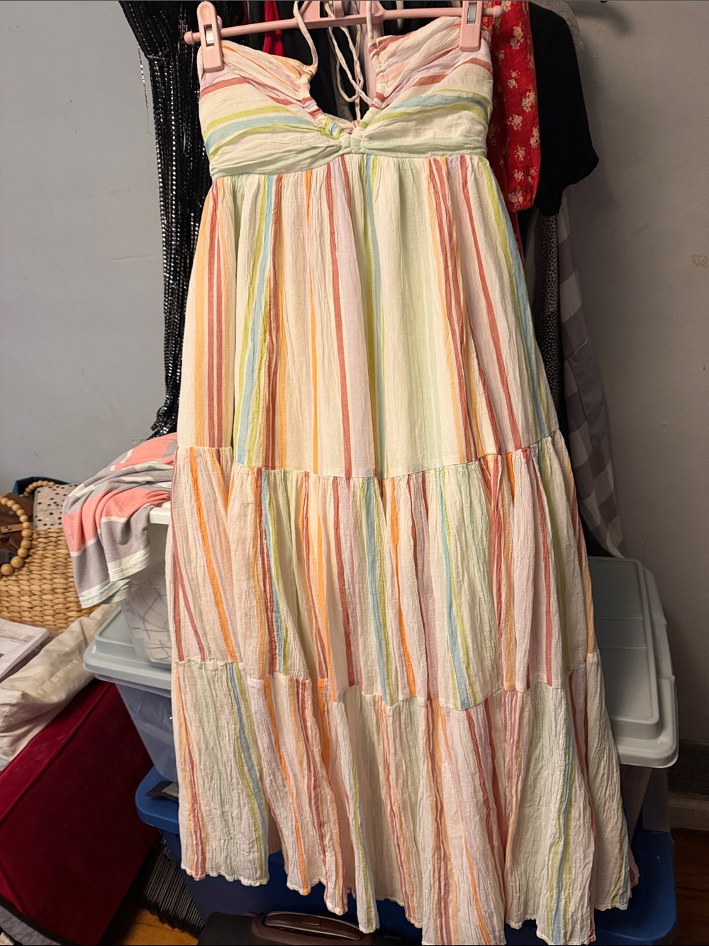American Eagle Outfitters Pastel Multi-Stripe Maxi Dress